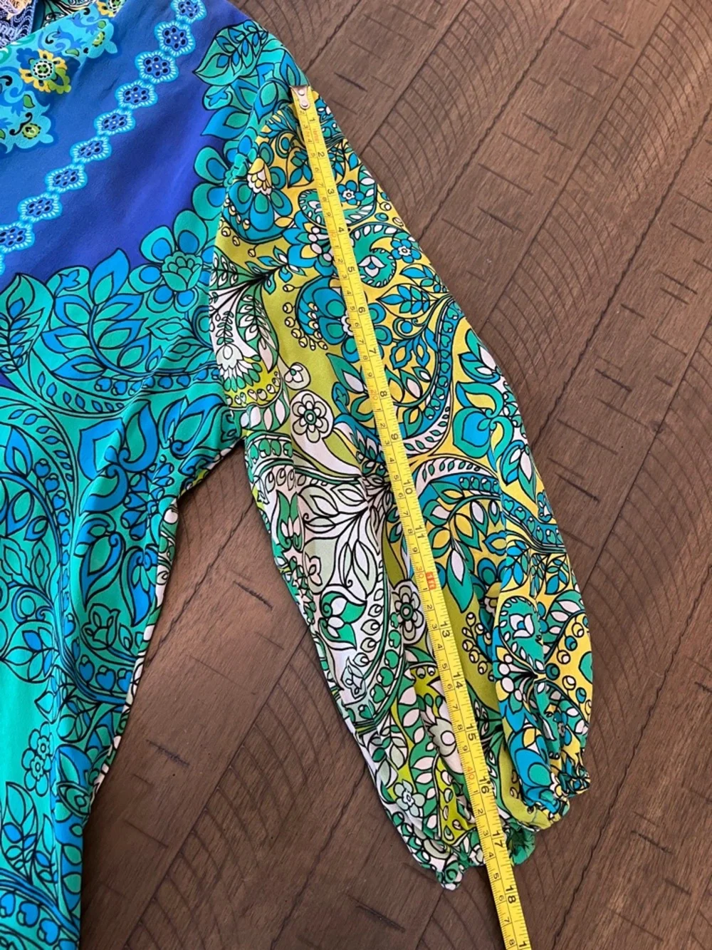 Johnny Was 100% Silk KAHINU Dress  in Diomedes Blue Green Sz L LIKE NEW - Picture 11 of 14